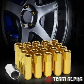 Tma-dg51888tgl Team-alpha 20x 12mmx1.5 Open End Extended Gold Aluminum 60mm Tuner Rim Lug Nut With Adapter