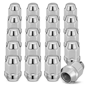 M12x1.5 Tembor 988888739932 20pc Chrome Lug Nuts 1.38 Inch Long 3/4 Hex Bulge Acorn Wheel For Ford