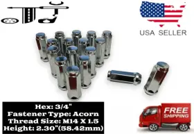 5454xxl Tj 24pcs 2.3 Inch Tall 14x1.5 Acorn Lug Nut 3/4 Hex Fit Chevy/gmc/nissan Nv 8lug Van