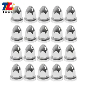 609622 Tool Library 2 3/8 Inch 20pcs Chrome Semi Truck Lug Nut Covers 33mm Push-on Bullet Style