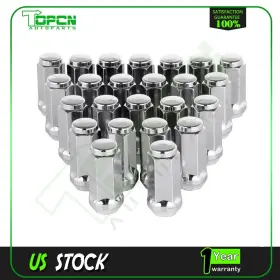 Top051496a Topcn 24/32 X Chrome 60 Degree Wheel Lug Nuts M14x1.5 Fits Chevy Gmc Cadillac Saturn