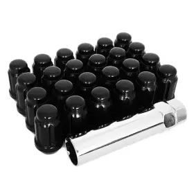 C7006b-24 Topline Accessories Qty 24 12x1.25 Cathodic Black Spline Tuner Style Conical Lug Nuts 12mmx1.25
