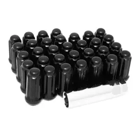 C7111b-32 Topline Accessories Qty 32 14x2.0 Cathodic Black Duplex Spline Style Conical Lug Nuts 14mmx2.0