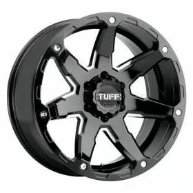 1580t4a-35114b76 Tuff T4a Gloss Black Milled Spokes 15x8 -13 5x114.3 Wheels Set Of Rims