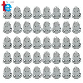 Tr46896 Turitrade Chrome 33mm Push-on Bullet Flanged Lug Nut Covers For Semi Trucks Pack Of 40