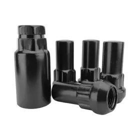 Tyk741167lblk Tyk Industries 4 Black Open End 9/16 Bulge Acorn Locking Lug Nut Set With Key - 1.9 Inch Long