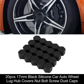 Uxcell 041814405605 20pcs 17mm Black Silicone Auto Car Wheel Lug Hub Covers Nut Bolt Screw Caps