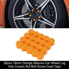 Uxcell 041814405711 20pcs 19mm Orange Silicone Auto Car Wheel Lug Hub Covers Nut Bolt Screw Caps