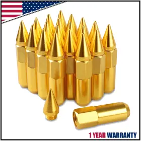 Ys550al-gold-hwc Vehito 20 Pc Aluminum Gold Spike Wheel Lug Nuts Bolts Spiked M12x1.5 For Honda Toyota