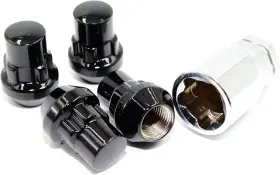 40700-sbk Veritek Performance Set Of 4 12x1.5 Gloss Black Acorn Bulge Tuner Conical 12x1.5mm