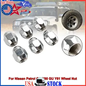 40224-v5500 Vipjq 6pcs Chrome Wheel Nut Fit Nissan Patrol Gq Y60 Gu Y61 Ford Maverick