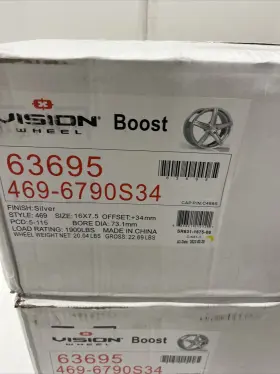 469-6790s34 Vision 469 Boost Wheels 16x7.5 Silver Rims Set Of 4
