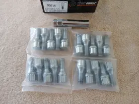 80314 West Coast 20pc Silver 12x1.25 Spline Tuner Lug Bolts 28mm 6 With Key
