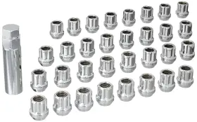 W5814sto West Coast Wheel Accessories 14x1.5 Open Bulge Acorn Spline Lug Nuts 0.85 8 Install Kit Chrome