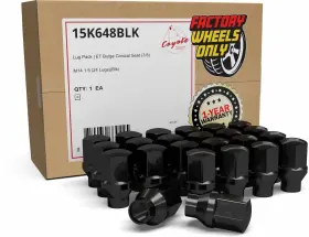15k648blk Wheel Accessories Parts 24 Pcs M14x1.5 Et Style Black Lug Nuts 1.77 Inch Long For Chevy Gmc Ram 1500