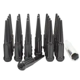 251644blk Wheel Accessories Parts Ories 24 Pcs 12mm 1.25 12x1.25 Thread Lug Nuts Spike Spline Solid Metal Tr