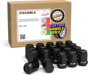 371542 Wheel Accessories Parts Set Of 20 Chrome 7/16 Lug Nuts Closed 1/2 Inch -20 Black