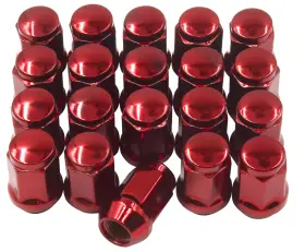 371542r Wheel Accessories Parts Ories Set Of 20 Red 1/2 Lug Nuts Closed End Bulge Acorn Nut Style 1.38