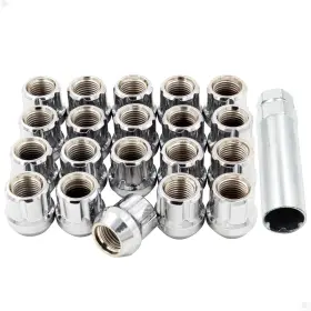 60k542 Wheel Accessories Parts 20 Pcs 1/2 Inch -20 Thread Open End Bulge Chrome