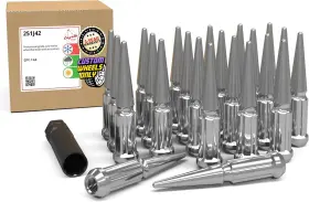 Wheel Accessories Parts 810012850445 23 Pcs 1/2 Inch -20 Thread Spike Spline Chrome