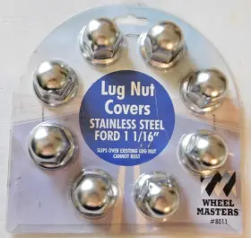 Wheel Masters 015407080111 Ford 1-1/16 Inch Stainless Steel Lug Nut Covers Qty 8 Model #8011 New