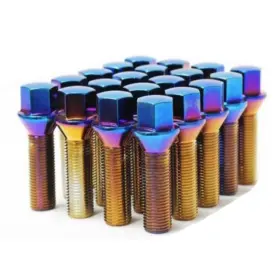 Tlx-whm40601un-cl360a70 Wheel Mate Lug Bolt Mevius Series 27mm Set Of 20 Cone Seat Blue Neon