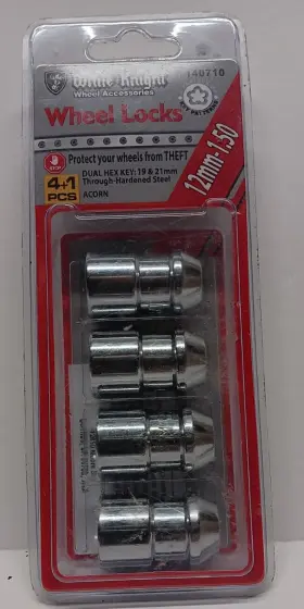 12mm-1.50 White Knight 140710 Wheel Lock Set Model# Cone/acorn Tapered Seat