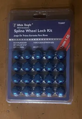12mm-1.50 White Knight 753807 20 Spline Wheel Lock And Lug Nut Kit Rh Blue Acorn