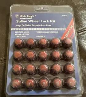 763807 White Knight Spline Wheel Lock Kit Red 12mm - 1.5 / 20 Pc