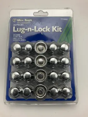 771002 White Knight 20 Pcs Wheel Lugs And Lock Set Kit