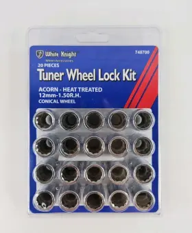 1.5r.h White Knight Wheel Accessories 097984748707 748700 12mm X 1.5r.h. Tuner Lock Kit 20 Piece Set