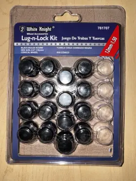 M12x1.5 White Knight Wheel Accessories 761707 16pc Black Lug Nuts Acorn Bulge Seat 19mm Hex Fits Toyota