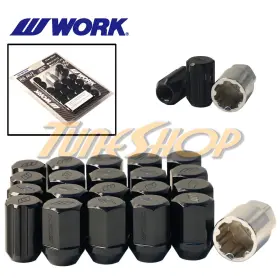 Wrsm12x15bkc Work Wheels Racing Rs Type Forged Aluminum Lock Lug Nuts 12x1.5 M12 1.5 Black 20 Pcs M