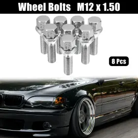 X Autohaux 781913384462 M12 1.5 Wheel Bolts Taper 60 Lug Nuts Chrome Studs Set 8pcs