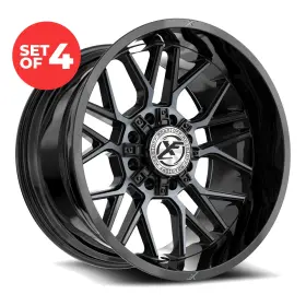 Xf-235201081651170-12bmtdt Xf Off-road Set Of 4 Xf-235 Wheels 20x10 8x165.1/8x170 -12 Black Rims 20 Inch