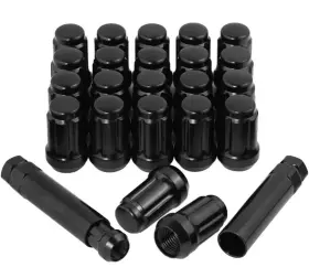 Zy-n021 Zy Wheel 1/2-20 Acorn Lug Nuts 1/2x20 Black Set Of 23 Pcs 6 Spline - For Jeep