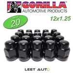 (20) Gorilla Lug Nuts, 12MM 1.25, Black, Bulge Acorn, 13/16" Hex 21MM, 91128BC New. Price: $42.88.