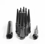 Jeep Wheel Kit: 23X Black 4" Spike Spline Lug Nuts (1/2" Thread) + Install Key New. Price: $57.99.