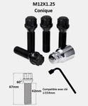 Wheel Lock Bolt M12X1.25 Black Conical Seat 60 Thread 42MM New. Price: $35.29.