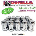 (20PC.) Gorilla Lifetime Warranty Lug Nuts, 14X1.5, Chrome, Bulge Acorn, 61148 New. Price: $59.88.