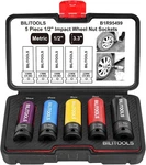Bilitools 1/2 Inch Drive Impact Lug Nut Socket Set, 15 17 19 21 22 Mm New. Price: $49.39.