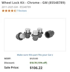 Oem 2011-2026 Buick Cadillac Chevy Gmc Wheel Lock Kit M14 X 1.5 85548789 New. Price: $28.00.