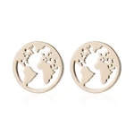 Hollow Earth Map Round Stud Earrings For Women Stainless Steel World Ci - 02 New. Price: $14.68.