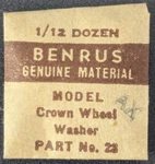 Nos New Benrus Cal. Ax Part# 28 - Watch Crown Wheel Washer. Price: $11.99.