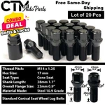 20X Black 14X1.25 Cone Seat Lug Bolt + Wheel Lock Set Fit Bmw F-body/g-body New. Price: $46.54.