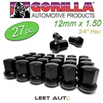 (27)GORILLA Lug Nuts, 12MM 1.5, Factory Style Bulge, Black, 3/4 Hex, 41138FSBC New. Price: $79.88.