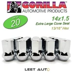 (20PC.) Gorilla Lug Nuts, Factory Style Bulge, 14MM X 1.50, Chrome, 61148FS New. Price: $69.88.
