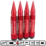 Sickspeed 4 Pc Red 1/2" Long Spiked Steel Locking Lug Nuts For Rims 12X1.5 L02 New. Price: $17.75.