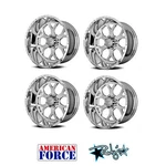 (4) 20X10 American Force Polished SS8 Shield Wheels Chevy Gmc Ford Dodge New. Price: $3644.00.