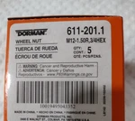 Dorman/ 611-201.1 M12-1.50R, 3/4 Hex Front/rear Wheel Nut- Pack New. Price: $13.94.